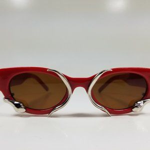 Red Vintage fashion frame sunglasses with silver snake